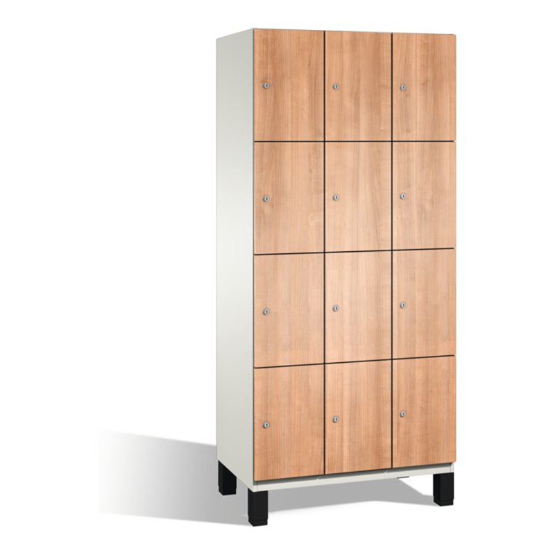 C+P Fächerschrank Cambio auf Füßen, 12 Fächer, H1980xB900xT525mm, Reinweiß/Kirsche
