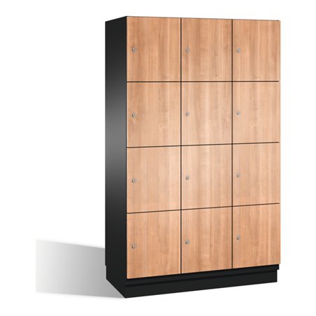 C+P Fächerschrank Cambio auf Sockel, 12 Fächer, H1950xB1200xT525mm Korpus Schwarzgrau