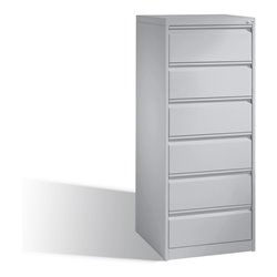 C+P Karteischrank Acurado für Karteikarten DIN A5 quer, 6 Schubladen, zweibahnig Weißaluminium