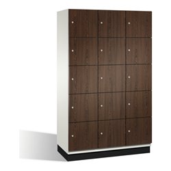 C+P Fächerschrank Cambio auf Sockel, 15 Fächer, H1950xB1200xT525mm, Reinweiß/Wenge