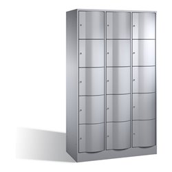 C+P Schließfachschrank Resisto, 15 Fächer, H1950xB1150xT540mm Weißaluminium