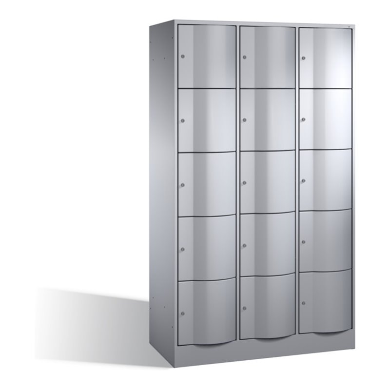 C+P Schließfachschrank Resisto, 15 Fächer, H1950xB1150xT540mm Weißaluminium