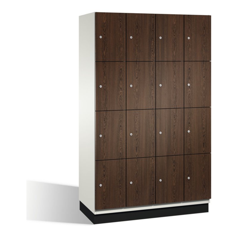 C+P Fächerschrank Cambio auf Sockel, 16 Fächer, H1950xB1200xT525mm, Reinweiß/Wenge