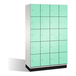C+P Fächerschrank Cambio auf Sockel, 20 Fächer, H1950xB1200xT525mm Front Lichtgrün Korpus Lichtgrau