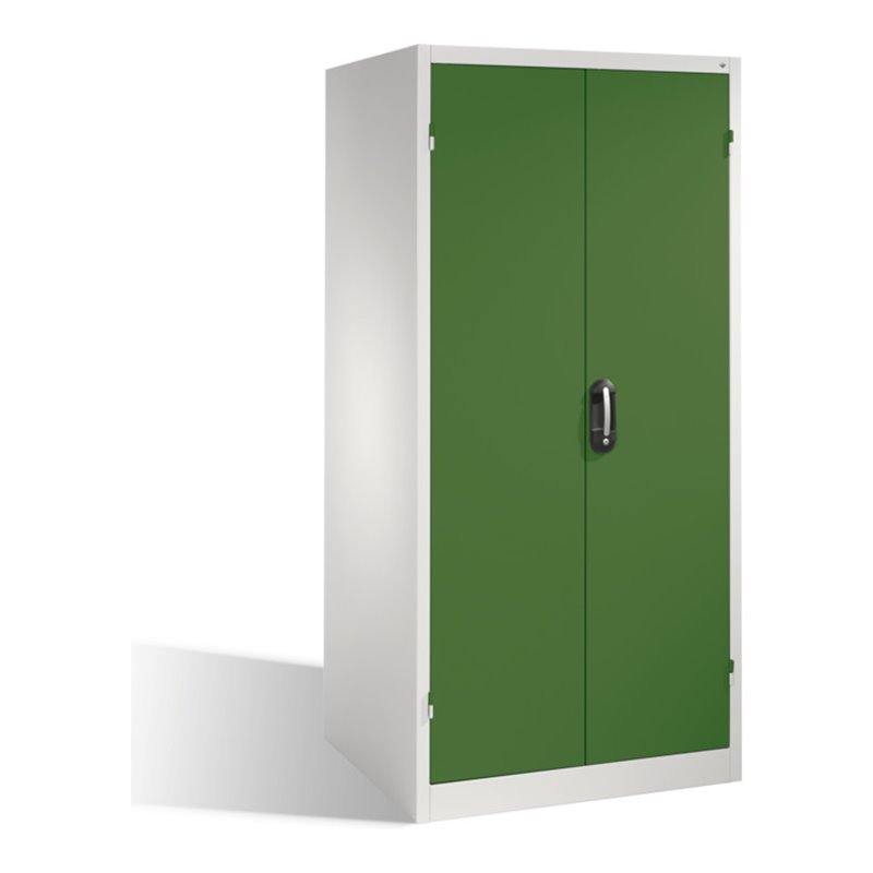 C+P Schwerlast-Werkzeugschrank XXL mit Drehtüren, innen 4 Böden, H1950xB930xT800mm Front Resedagrün Korpus Lichtgrau