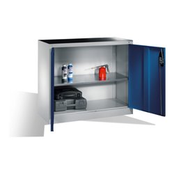 C+P Werkzeug-Beistellschrank mit Drehtüren, innen 1 Boden, H1000xB1200xT400mm Front Enzianblau Korpus Lichtgrau