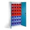 C+P Magazinschrank mit 28 Sichtlagerkästen, H1980xB1000xT420mm Front Lichtblau Korpus Lichtgrau