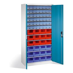 C+P Magazinschrank mit 72 Sichtlager- und Regalkästen, H1980xB1000xT420mm Front Lichtblau Korpus Lichtgrau