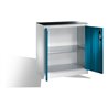 C+P Werkzeug-Beistellschrank mit Drehtüren, innen 1 Boden, H1000xB930xT400mm Front Lichtblau Korpus Lichtgrau