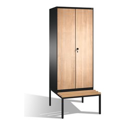 C+P Doppelspind Evolo mit Sitzbank, 2 Abteile, H2090xB800xT500/815mm Korpus Schwarzgrau