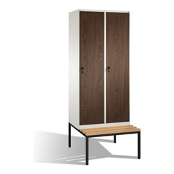 C+P Umkleidespind Evolo mit Sitzbank, 2 Abteile, H2090xB800xT500/815mm Korpus Reinweiß