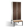 C+P Umkleidespind Evolo mit Sitzbank, 2 Abteile, H2090xB800xT500/815mm Korpus Reinweiß