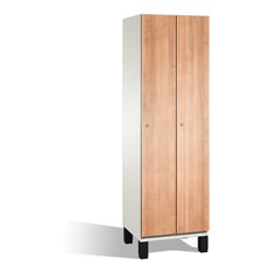 C+P Umkleidespind Cambio auf Füßen, 2 Abteile, H1980xB600xT525mm, Reinweiß/Kirsche