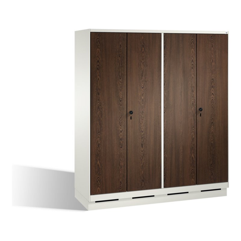 C+P Doppelspind Evolo auf Sockel, 4 Abteile, H1800xB1600xT500mm Korpus Reinweiß