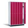 C+P Raumspar-Umkleidespind Intro, 8 Abteile, H1950xB1220xT500mm Front Rubinrot Korpus Lichtgrau