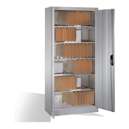 C+P Aktenschrank Acurado mit Drehtüren, innen 6 Pendelstangen, H1950xB930xT400mm Front Weißaluminium
