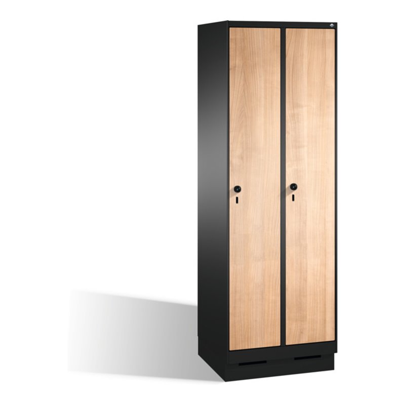 C+P Umkleidespind Evolo auf Sockel, 2 Abteile, H1800xB600xT500mm Korpus Schwarzgrau
