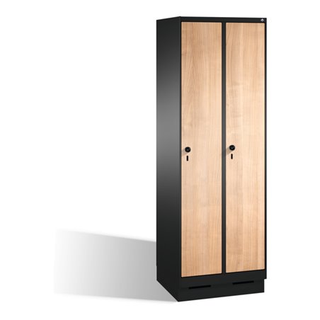 C+P Umkleidespind Evolo auf Sockel, 2 Abteile, H1800xB600xT500mm Korpus Schwarzgrau