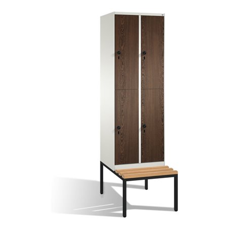 C+P Doppelstockspind Evolo mit Sitzbank, 4 Fächer, H2090xB600xT500/815mm Korpus Reinweiß