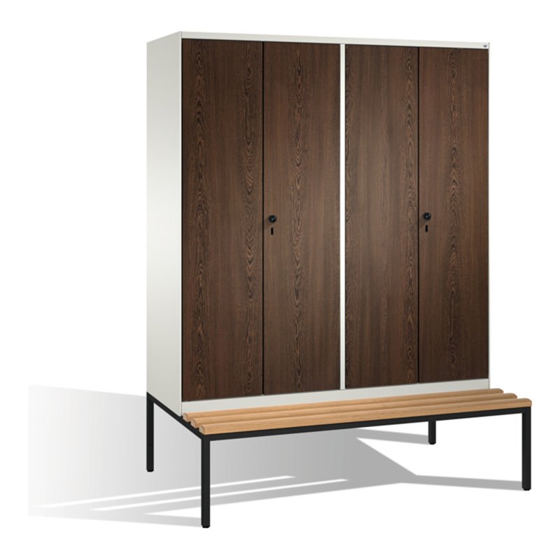 C+P Doppelspind Evolo mit Sitzbank, 4 Abteile, H2090xB1600xT500/815mm Korpus Reinweiß