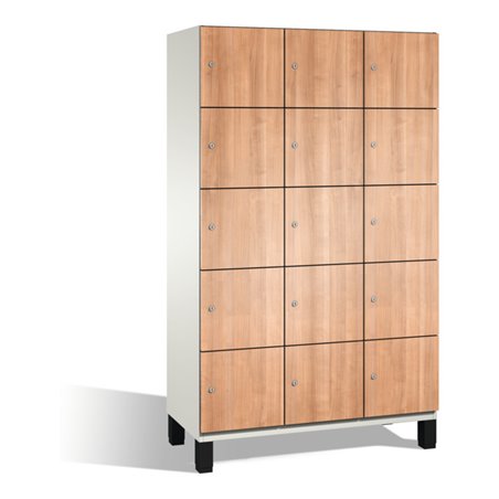 C+P Fächerschrank Cambio auf Füßen, 15 Fächer, H1980xB1200xT525mm, Reinweiß/Kirsche