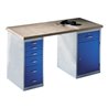 C+P Werkbank mit Multiplexplatte und 2 Standschränken, H835xB1500xT700mm Front Lichtblau Korpus Lichtgrau