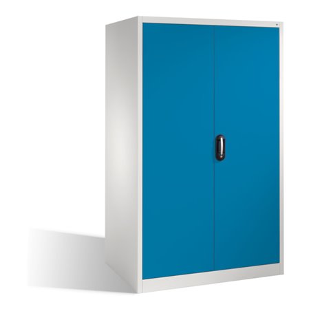 C+P Werkzeugschrank XXL mit Drehtüren, innen 4 Böden, H1950xB1200xT800mm Front Lichtblau Korpus Lichtgrau
