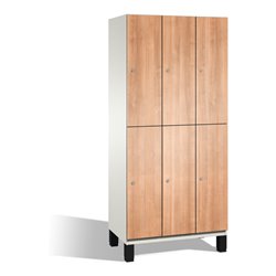 C+P Doppelstockspind Cambio auf Füßen, 6 Fächer, H1980xB900xT525mm, Reinweiß/Kirsche