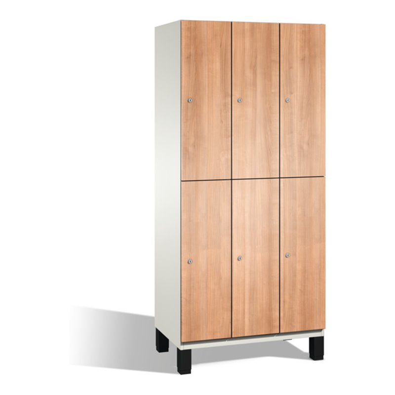 C+P Doppelstockspind Cambio auf Füßen, 6 Fächer, H1980xB900xT525mm, Reinweiß/Kirsche