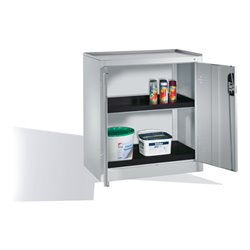 C+P Umwelt-Beistellschrank mit Drehtüren, 2 Polyethylen-Wannen, H1020xB930xT500mm Front Lichtgrau Korpus Lichtgrau
