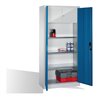 C+P Werkzeugschrank mit Drehtüren, innen 3 Böden und Wertfach, H1950xB930xT500mm Front Enzianblau Korpus Lichtgrau