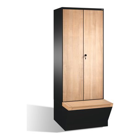 C+P Doppelspind Evolo mit Sitzbox, 2 Abteile, H2090xB800xT500/815mm Korpus Schwarzgrau