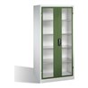 C+P Werkzeugschrank mit Sichtfenster-Drehtüren, innen 4 Böden, H1950xB930xT600mm Front Resedagrün Korpus Lichtgrau