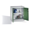 C+P Umwelt-Beistellschrank mit Drehtüren, 2 Wannenböden, H1020xB930xT500mm Front Resedagrün Korpus Lichtgrau