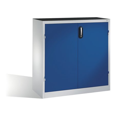 C+P Schwerlast-Beistellschrank mit Drehtüren, innen 2 Böden, H1200xB1200xT500mm Front Enzianblau Korpus Lichtgrau