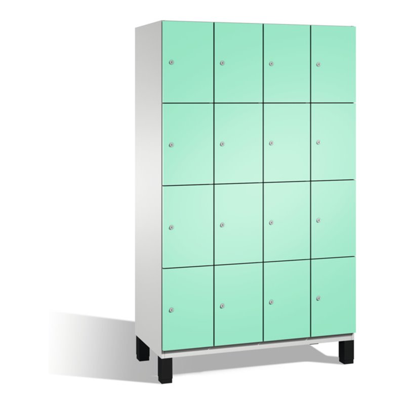 C+P Fächerschrank Cambio auf Füßen, 16 Fächer, H1980xB1200xT525mm Front Lichtgrün Korpus Lichtgrau