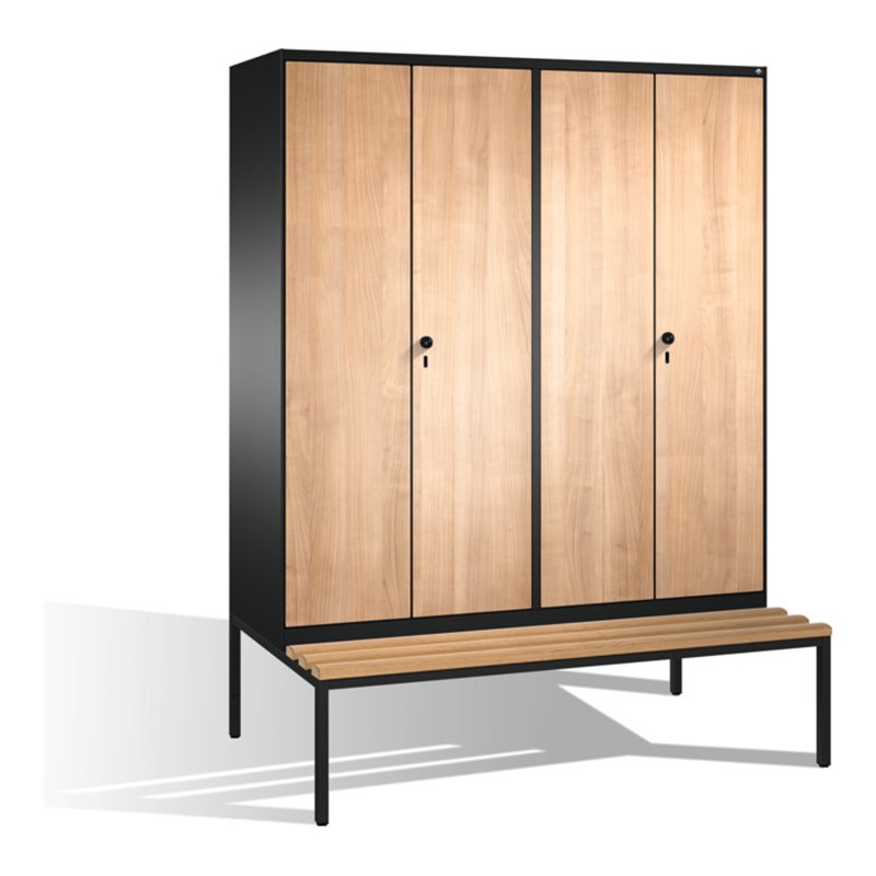 C+P Doppelspind Evolo mit Sitzbank, 4 Abteile, H2090xB1600xT500/815mm Korpus Schwarzgrau