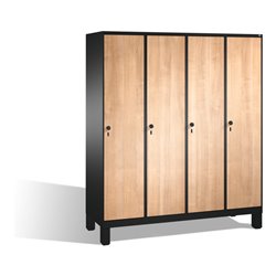 C+P Umkleidespind Evolo auf Füßen, 4 Abteile, H1850xB1600xT500mm Korpus Schwarzgrau