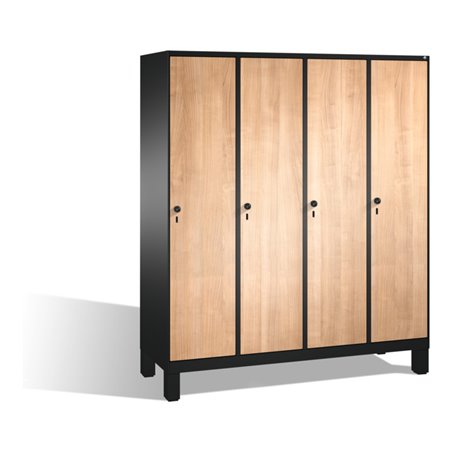 C+P Umkleidespind Evolo auf Füßen, 4 Abteile, H1850xB1600xT500mm Korpus Schwarzgrau