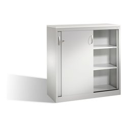 C+P Akten-Sideboard Acurado mit Schiebetüren, 3 Ordnerhöhen, H1200xB1200xT500mm Weißaluminium