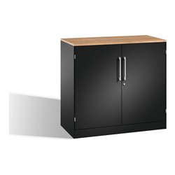 C+P Akten-Sideboard Asisto mit Drehtüren, 2 Ordnerhöhen, H915xB1000xT435mm Schwarzgrau
