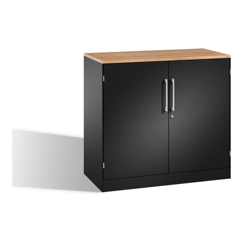 C+P Akten-Sideboard Asisto mit Drehtüren, 2 Ordnerhöhen, H915xB1000xT435mm Schwarzgrau
