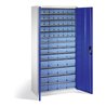 C+P Magazinschrank mit 72 Regalkästen, H1980xB1000xT420mm Front Enzianblau Korpus Lichtgrau