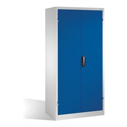 C+P Werkzeugschrank mit Drehtüren, 3 Böden und 3 Schübe, H1950xB930xT600mm Front Enzianblau Korpus Lichtgrau