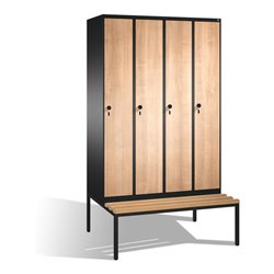 C+P Umkleidespind Evolo mit Sitzbank, 4 Abteile, H2090xB1200xT500/815mm Korpus Schwarzgrau