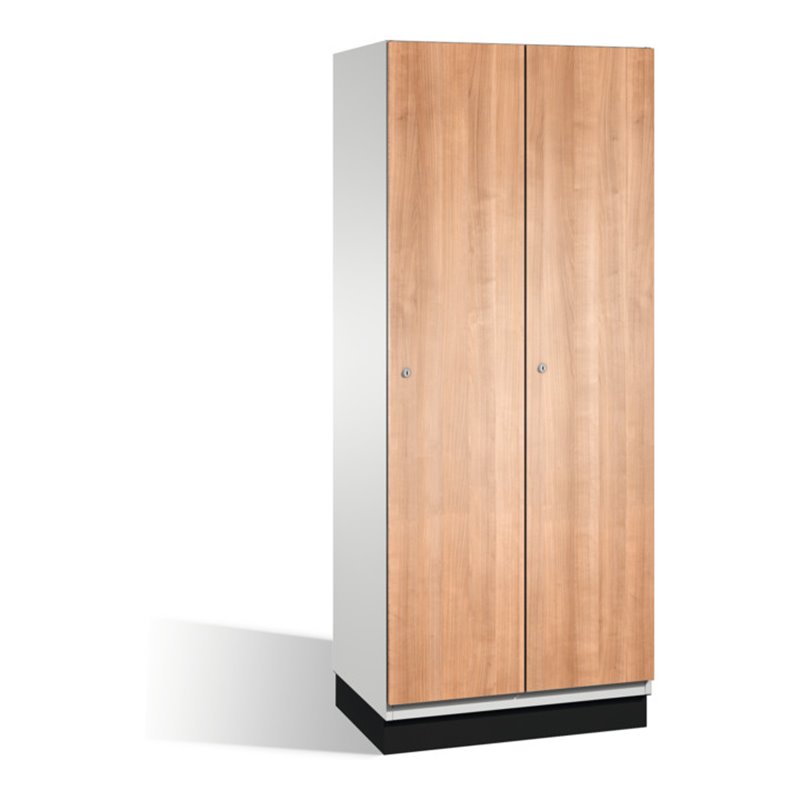 C+P Umkleidespind Cambio auf Sockel, 2 Abteile, H1950xB800xT525mm, Reinweiß/Kirsche