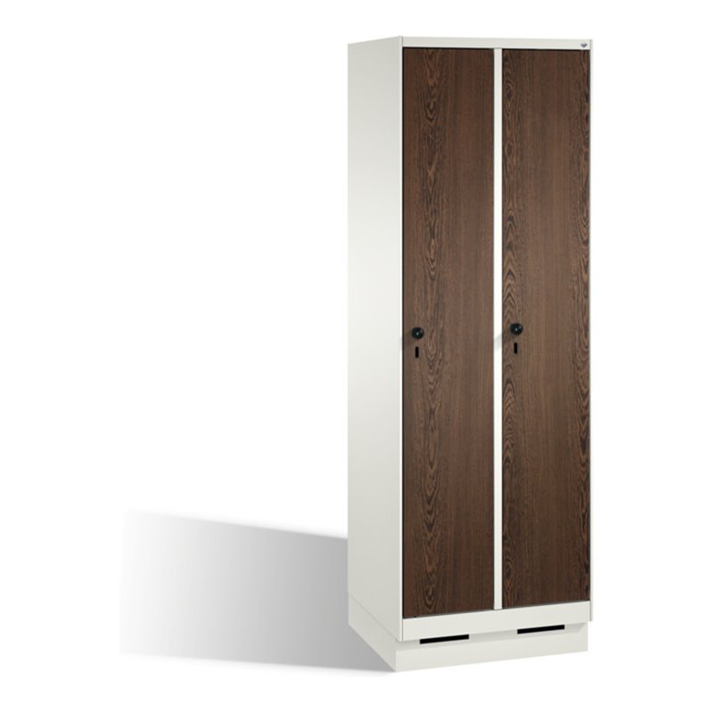 C+P Umkleidespind Evolo auf Sockel, 2 Abteile, H1800xB600xT500mm Korpus Reinweiß
