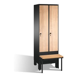 C+P Umkleidespind Evolo mit Sitzbank, 2 Abteile, H1850xB600xT500/815mm Korpus Schwarzgrau