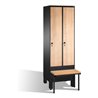 C+P Umkleidespind Evolo mit Sitzbank, 2 Abteile, H1850xB600xT500/815mm Korpus Schwarzgrau