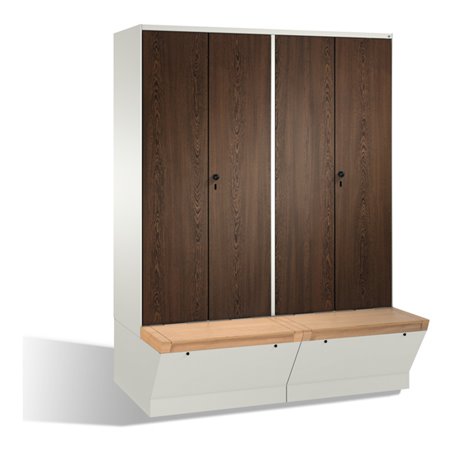 C+P Doppelspind Evolo mit Sitzbox, 4 Abteile, H2090xB1600xT500/815mm Korpus Reinweiß
